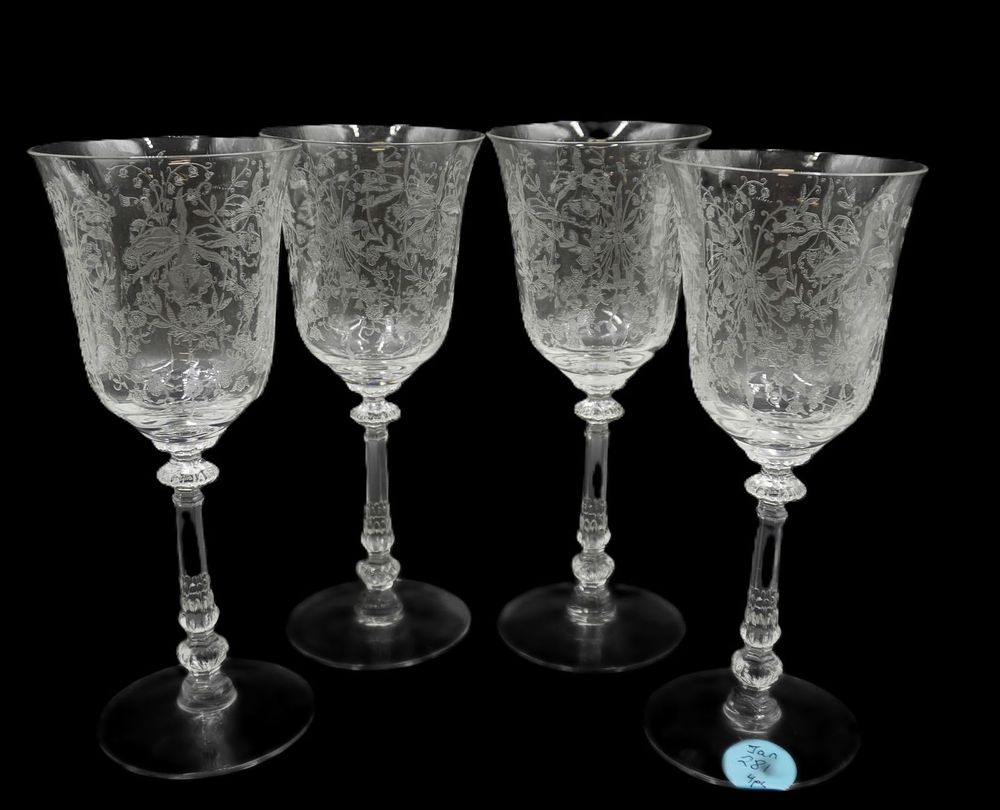 Lot 281: 4 1940s HEISEY ORCHID WATER  GOBLETS