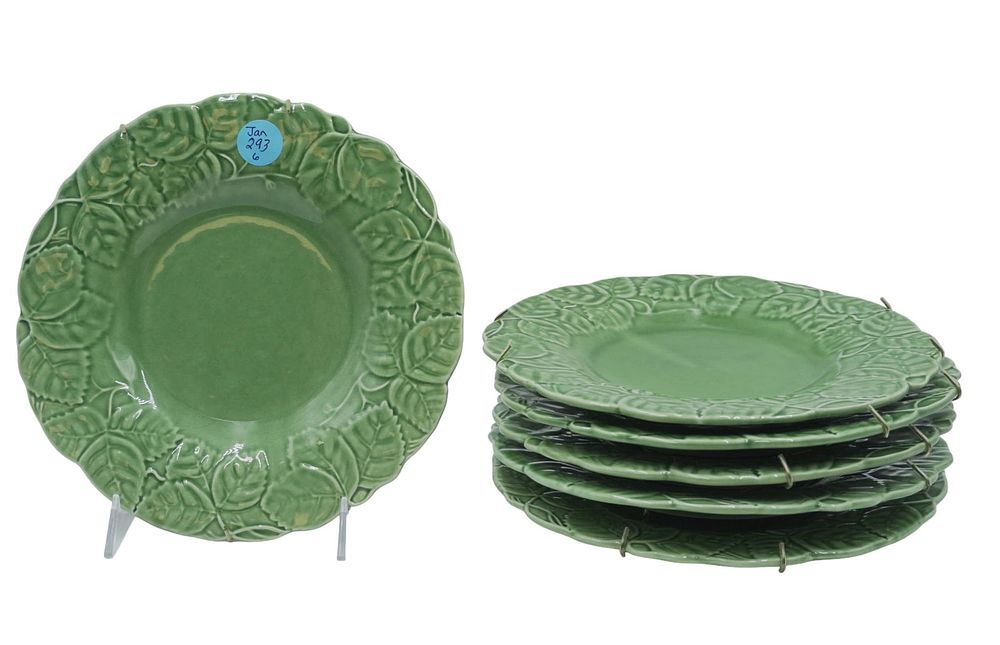 Lot 293: 6 MAJOLICA GREEN IVY BORDALLO PINHEIRO