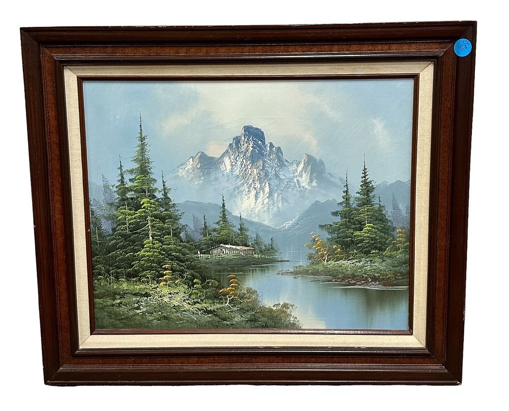Lot 301: MOUNTAIN LANDSCAPE OIL ON CANVAS