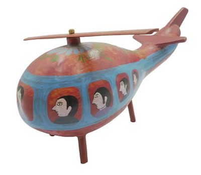 VINTAGE FOLK ART PAPER MACHE HELICOPTER. Vintage Folk Art Paper Mache Helicopter. 16"x5"x9". 