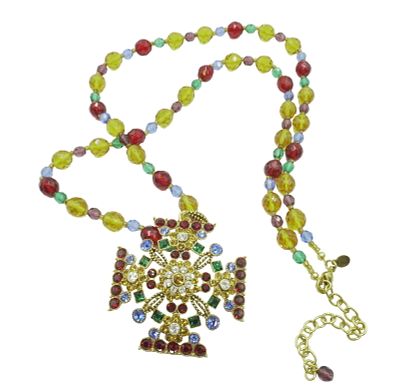 JOAN RIVERS ICONIC BEJEWELED MALTESE CROSS NECKLACE. Joan Rivers Iconic Maltese Cross Signature 