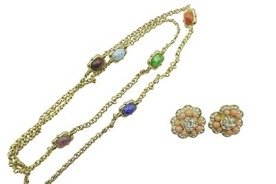 2 JACKIE KENNEDY CAMERON & KROSS NECKLACE & EARRINGS. Cameron &amp; Kross JBK Jacqueline Bouvier 