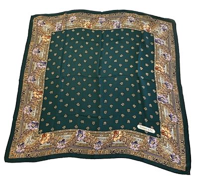 VINTAGE TIFFANY & CO SILK SCARF. Vintage 1986 Tiffany &amp; Co. Emerald Green Floral Italian 