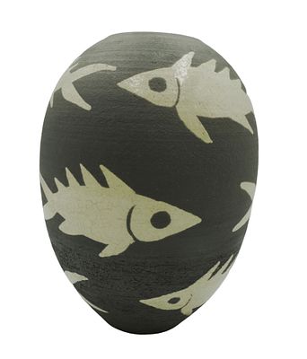SOUTHWESTERN POTTERY FISH VASE. Southwestern Pottery Fish Vase. Unsigned. Measures 8"x8"x11.75". 