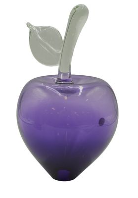 LARGE 12" STUDIO ART BLOWN GLASS APPLE. Large Studio Art Blown Glass Apple in Purple. With clear 