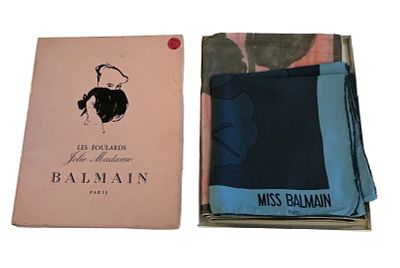2 VINTAGE BALMAIN PARIS SILK SCARFS. 1- 1960-70 Pierre Balmain Silk and Chiffon Scarf in soft 