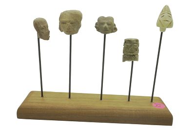 5 CLAY & STONE PRE COLUMBIAN TEOTIHUACAN MASK/FACES. Collection of 5 Clay and Stone Pre 