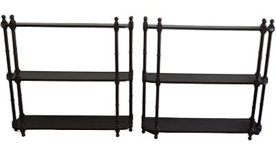 PAIR OF MAHOGANY 3 TIER WALL SHELVES/ CURIO DISPLAY. Pair of Mahogany Wall or Freestanding/ 