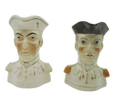 PAIR STAFFORDSHIRE LORD NELSON BANK & MUG. Staffordshire Lord Nelson Bank 7.25" and Mug 7". 
