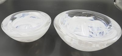 PAIR ANNA EHRNER MCM KOSTA BODA ART GLASS BOWLS. Two Vintage MCM 1970s Anna Ehrner for Kosta 