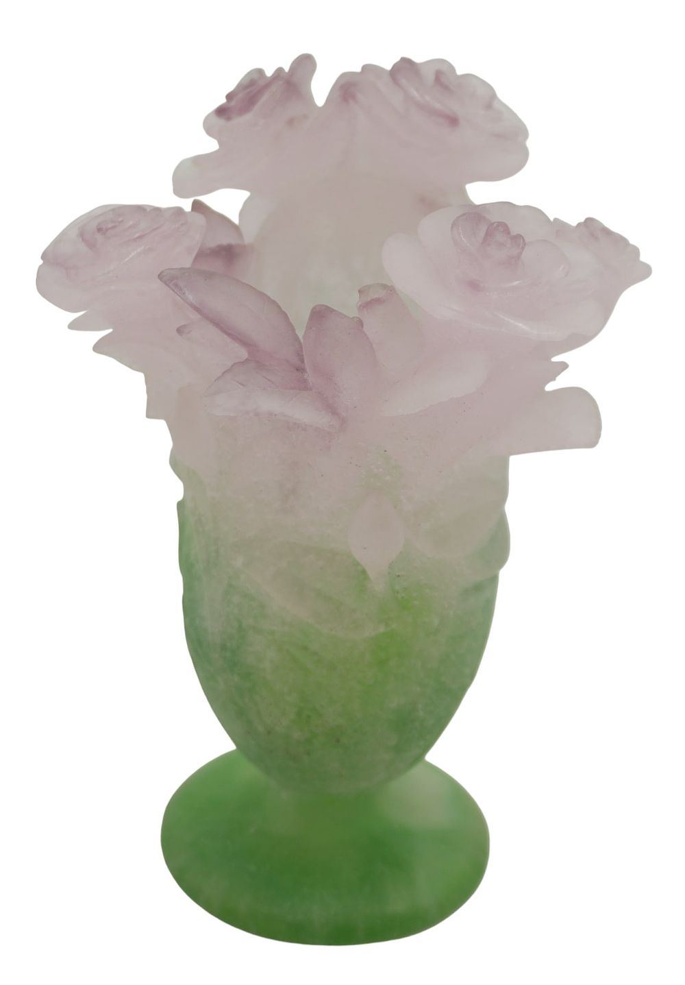 Lot 154: DAUM PATE DE VERRE ROSES VASE
