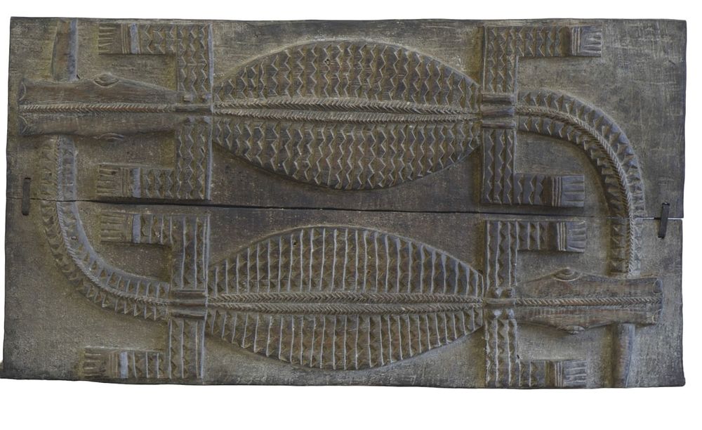 Lot 155: HAND CARVED BAULE IVORY COAST CROCODILE DOOR