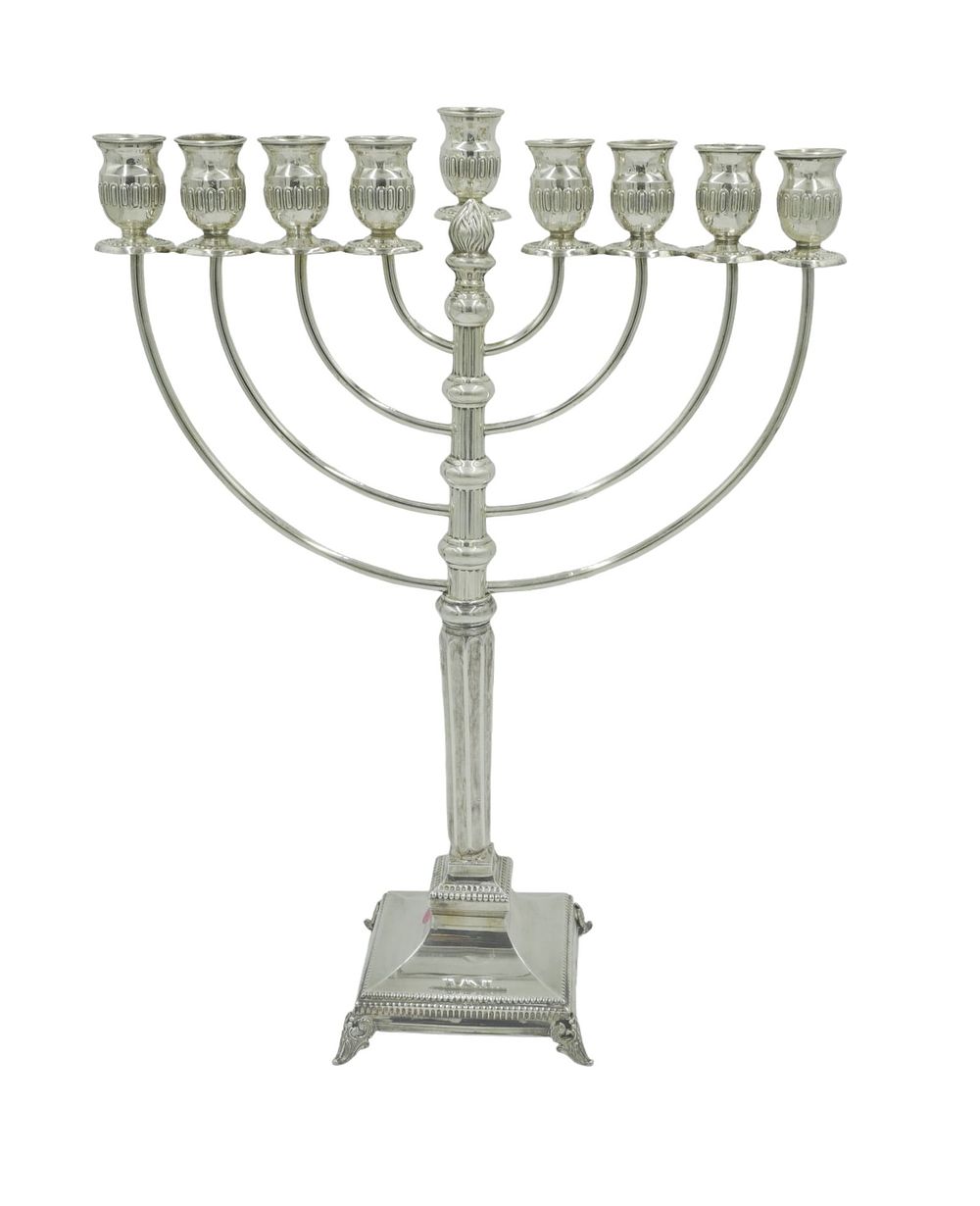 Lot 157: TALL STERLING SILVER MENORAH