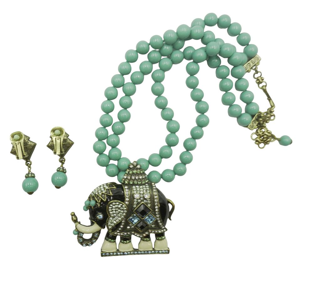 Lot 160: HEIDI DAUS JEWELED ELEPHANT DEMI PARURE