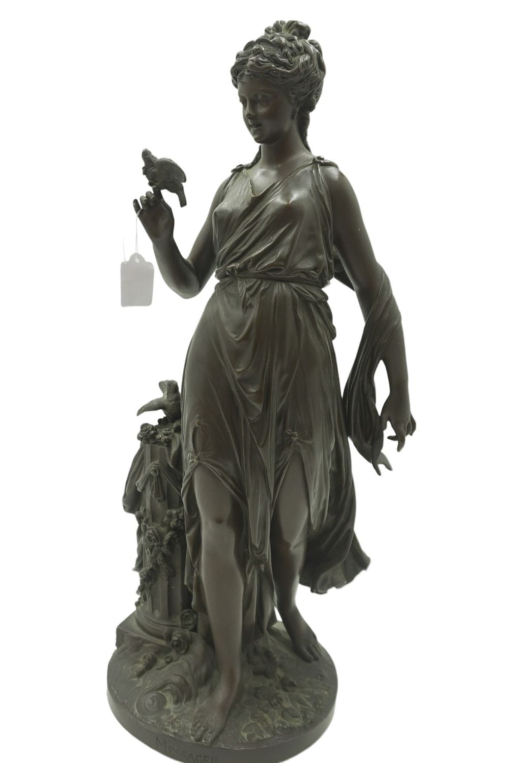 Lot 172: JEAN- LOUIS GREGOIRE (1840-1890) BRONZE WOMAN WITH BIRD