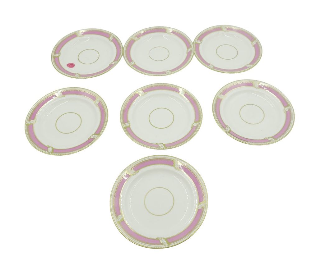 Lot 208: COALPORT PINK AND GOLD SMALL PLATES - 7 PIECES