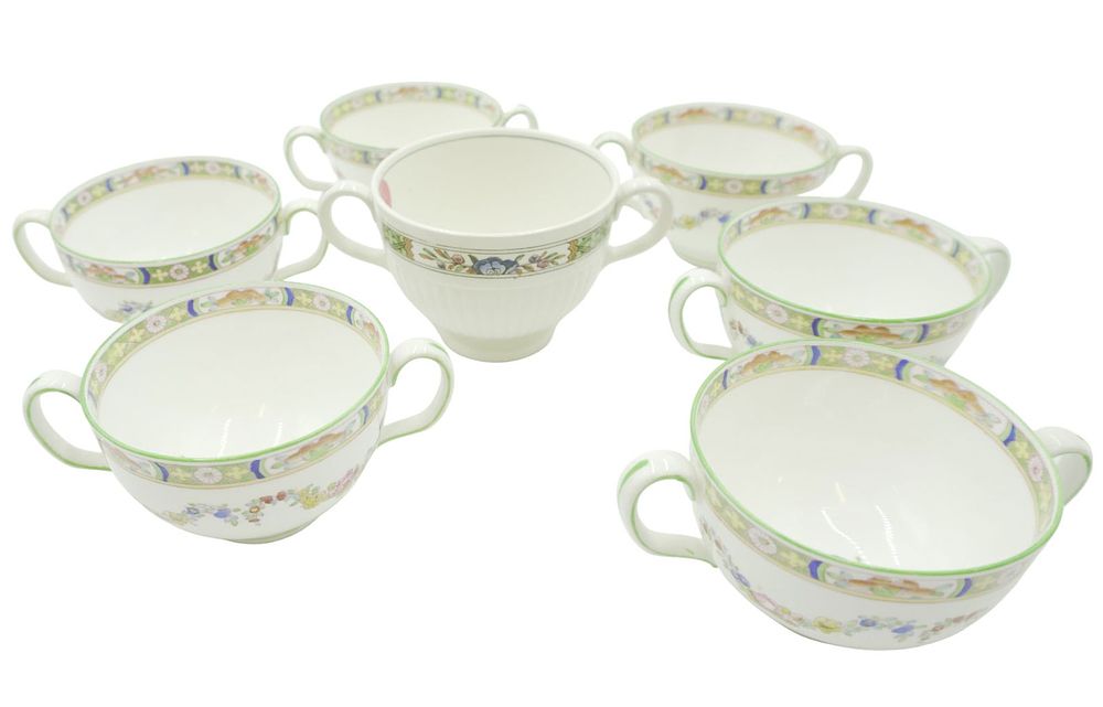 Lot 234: WEDGWOOD ETRURIA AND MINTONS CREAM SOUP CUPS - 7 PIECES