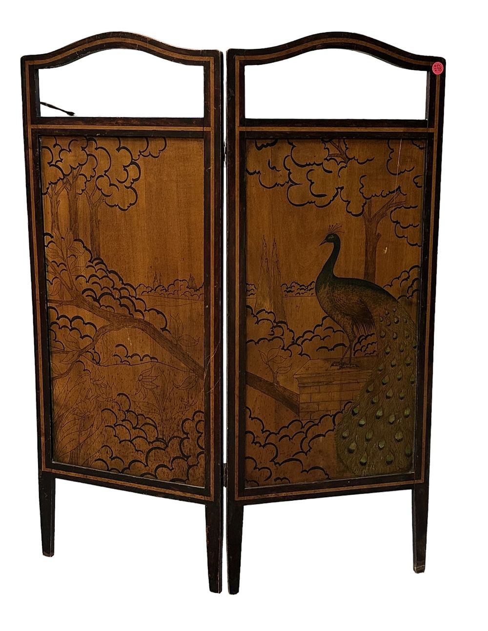 Lot 278: VINTAGE ASIAN 2 PANEL WOOD SCREEN
