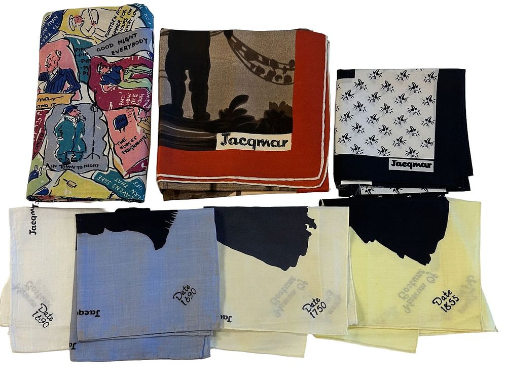Lot 292: 6 JACQMAR MID CENTURY SCARVES & HANDKERCHIEFS