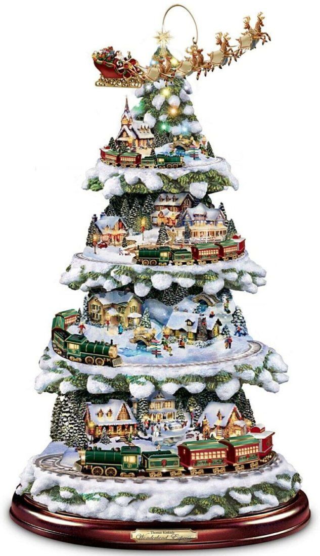 Lot 300: THOMAS KINKADE ANIMATED TABLETOP CHRISTMAS TREE