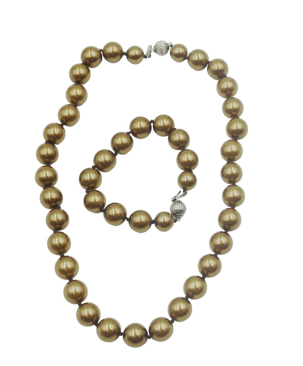 Lot 333: FAUX BRONZE PEARLS DEMI PARURE