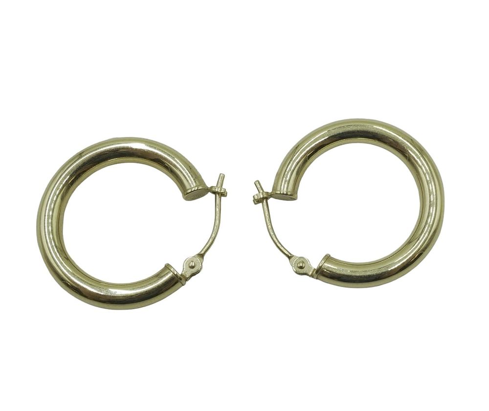 Lot 8: 14K YELLOW GOLD HOOP EARRINGS