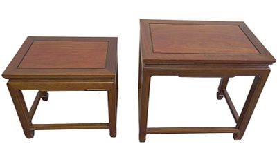 2 MID CENTURY CHINESE ROSEWOOD NESTING TABLES. Pair of good Mid Century Chinese Rosewood Nesting 
