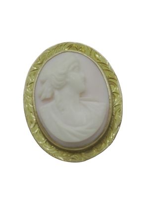 ANTIQUE 10k YELLOW GOLD PINK & WHITE CAMEO. Antique 10k Yellow Gold Brooch 4.63 grams. Set with 