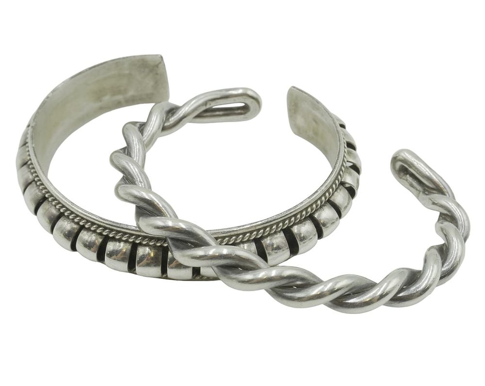 Lot 25: 2 pc PRISCILLA APACHE - NAVAJO STERLING SILVER CUFF +
