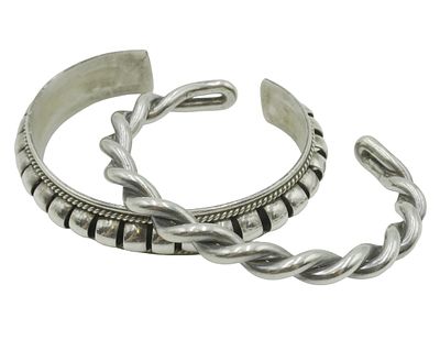 2 pc PRISCILLA APACHE - NAVAJO STERLING SILVER CUFF +. Native American Navajo artisan Pricilla 