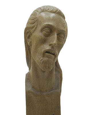 HANS HUGGLER-WYSS CARVED HEAD OF JESUS. Hans Huggler-Wyss (Swiss, 1877-1947) Carved Head of 