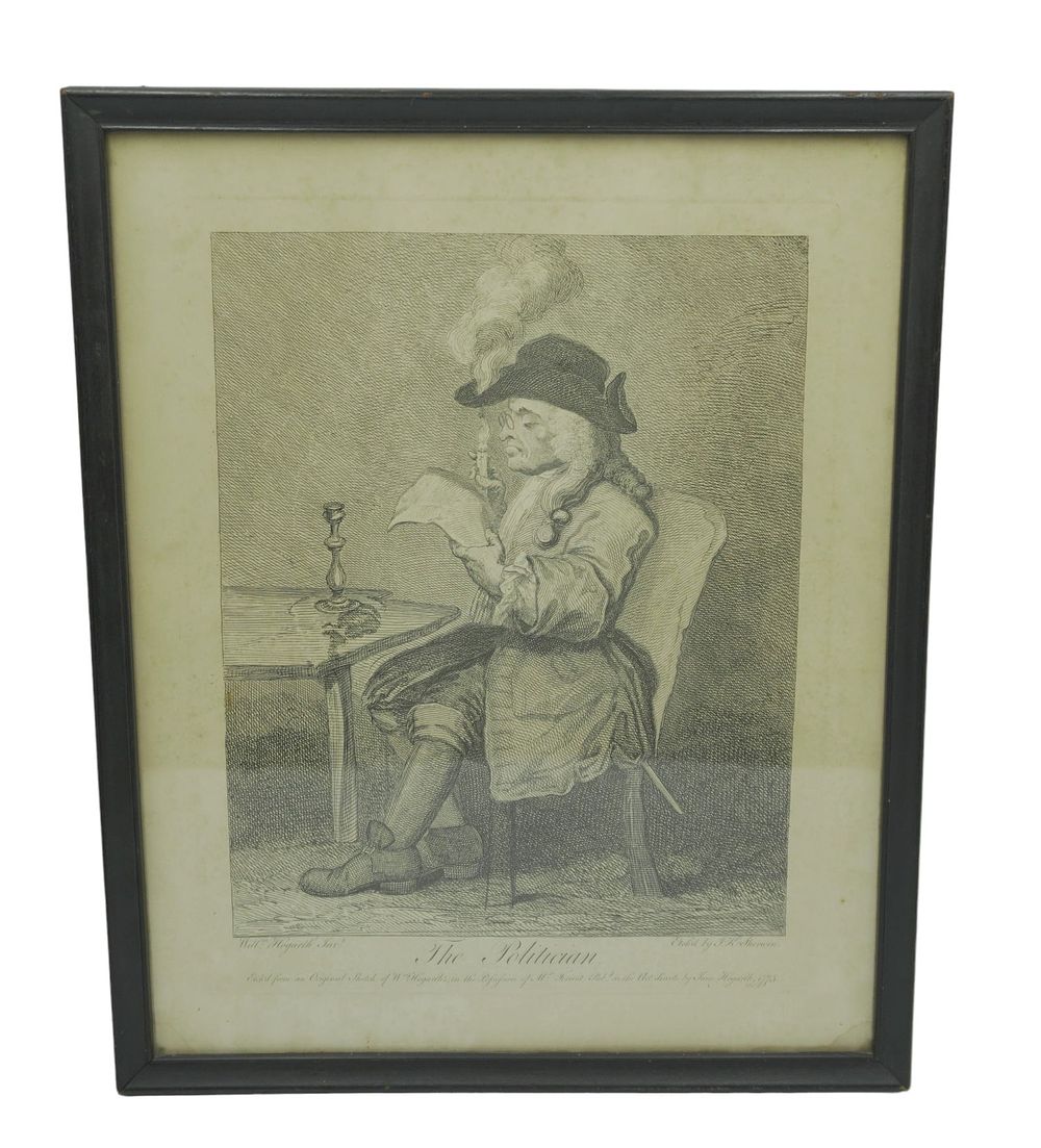 Lot 45: ANTIQUE HOGARTH ENGRAVING THE POLITICIAN