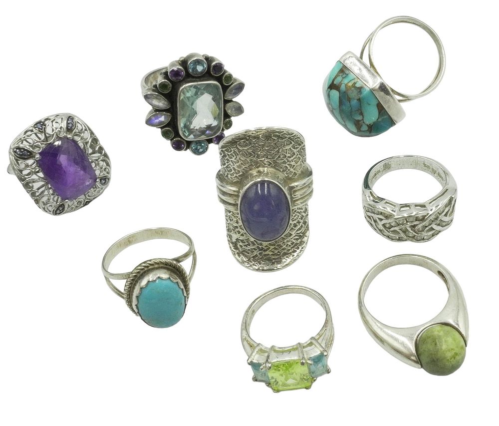 Lot 47: LOT OF 925 STERLING SILVER RINGS - 8 PIECES