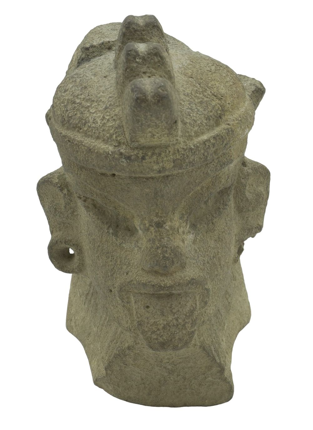 Lot 52: PRE COLUMBIAN VOLCANIC STONE DEITY HEAD