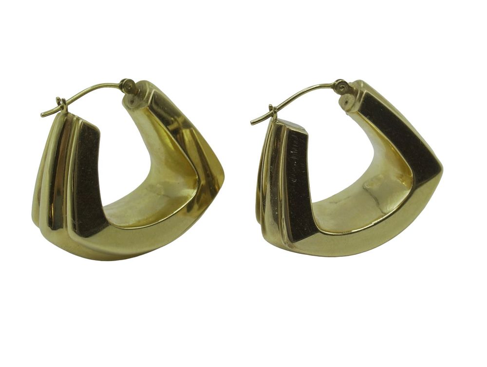 Lot 54: 14k YELLOW GOLD MCM GEOMETRIC HOOP EARRINGS