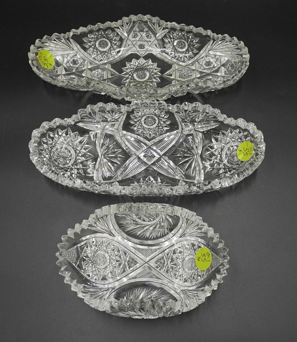 Lot 55: 3 AMERICAN BRILLIANT PERIOD RELISH DISHES
