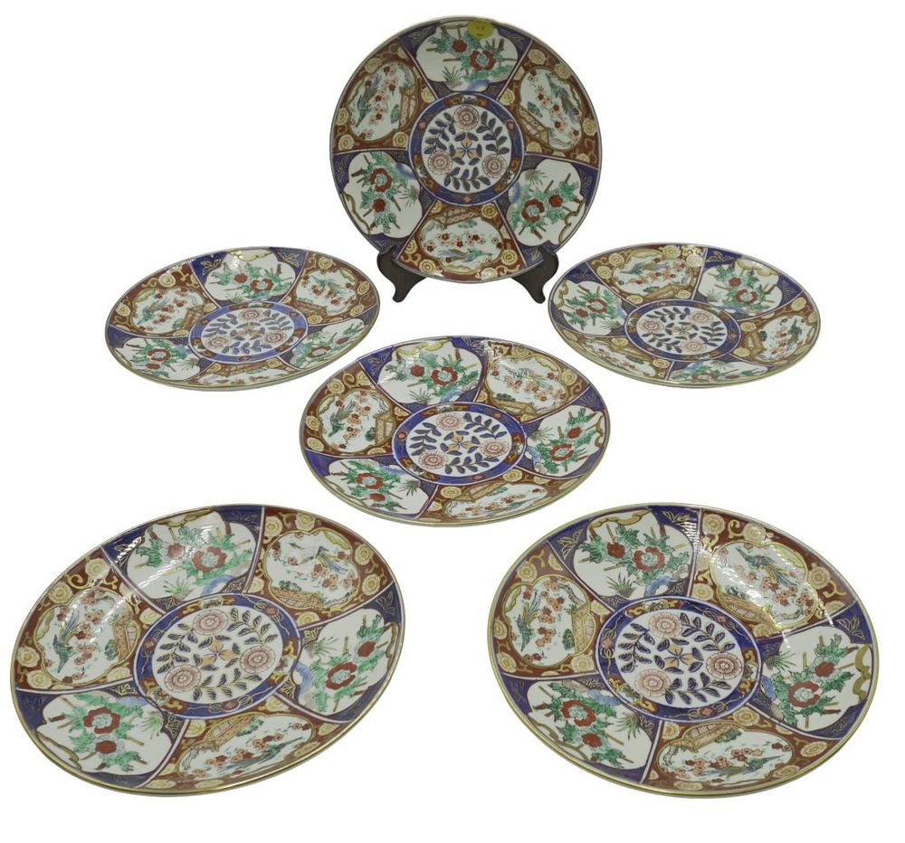Lot 68: 6 GOLD IMARI CHARGERS 11"