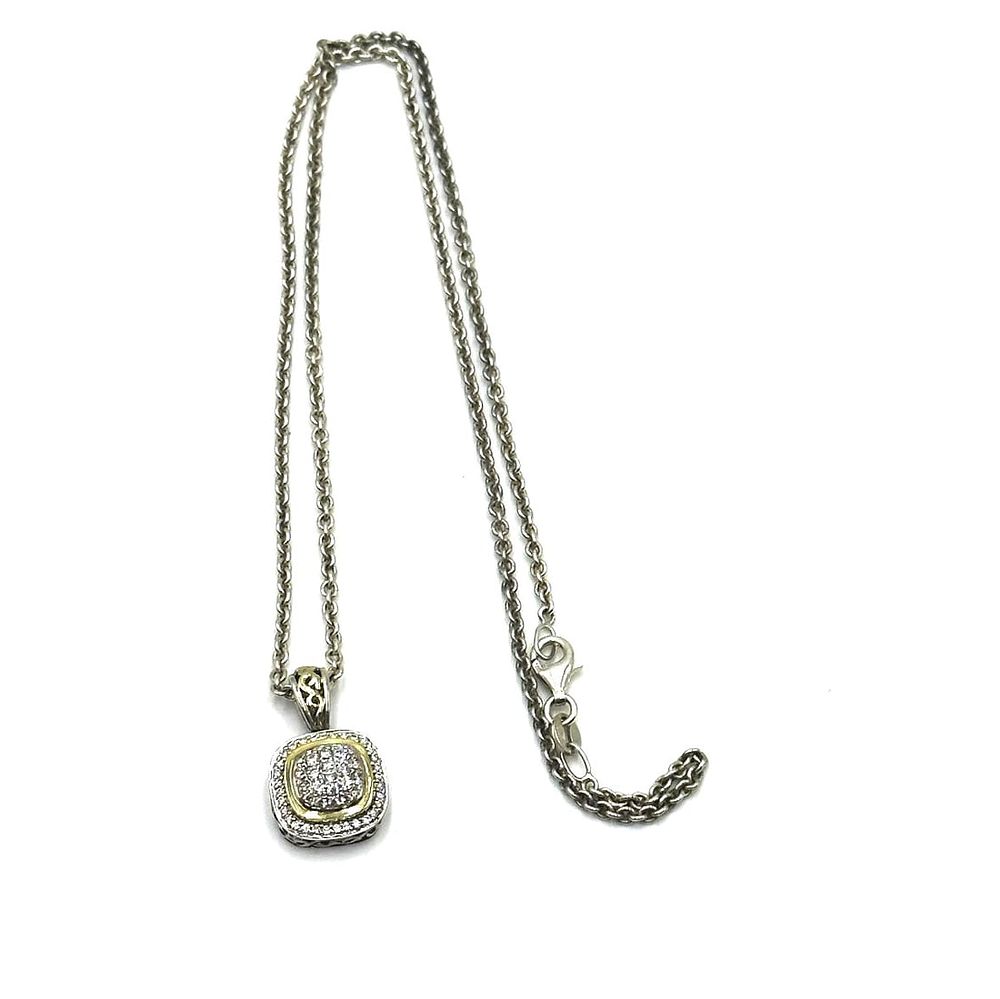 Lot 124: CHARLES KRYPELL 18k,14k, STERLING DIAMOND CUSHION NECKLACE