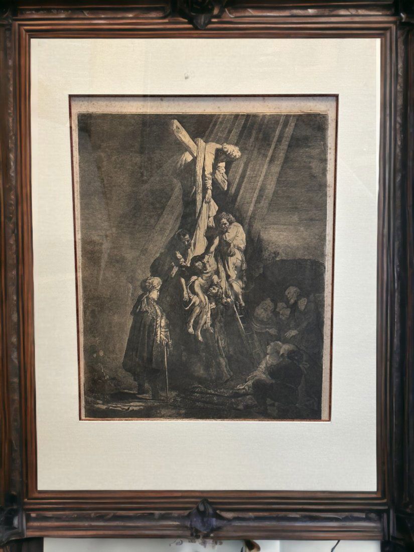 Lot 127: REMBRANDT VAN RIJN ETCHING DESCENT FROM THE CROSS