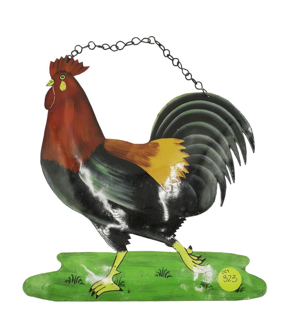 Lot 323: HANDPAINTED METAL HANGING ROOSTER