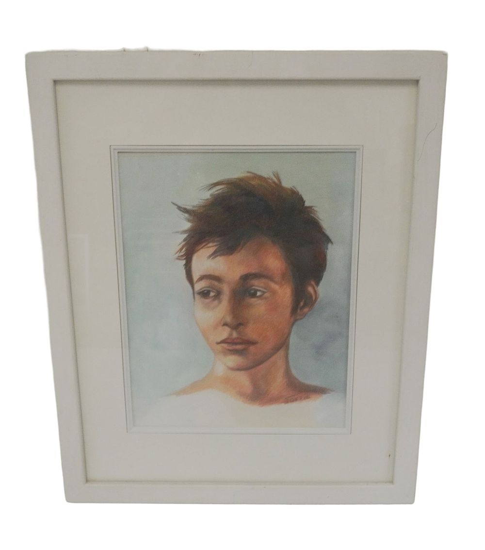 Lot 6: OIL PASTEL YOUNG BOY PORTRAIT