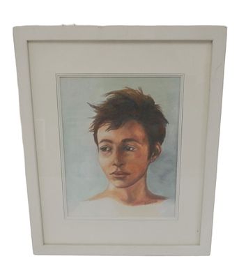 OIL PASTEL YOUNG BOY PORTRAIT. Oil Pastel Young Boy Portrait. Framed and matted. 