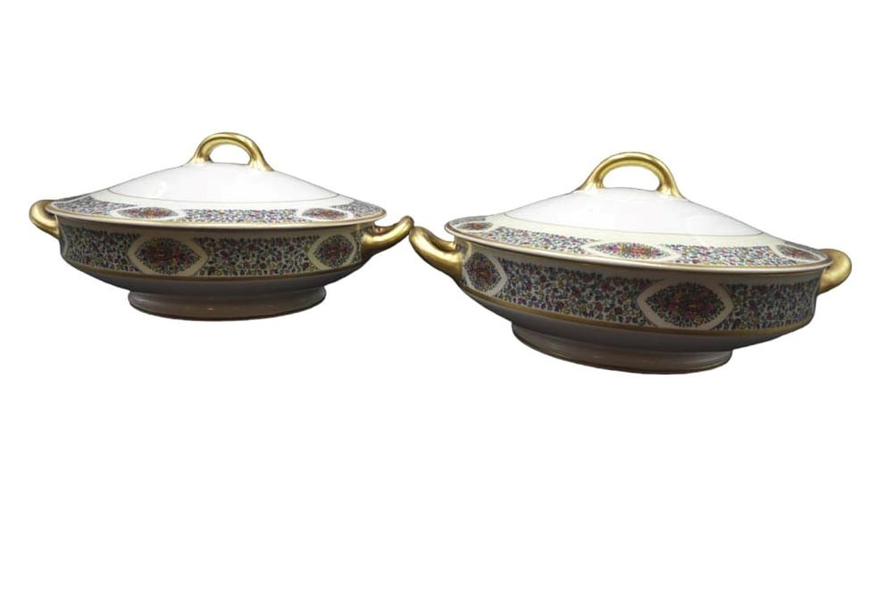 Lot 9: PAIR HAVILAND LIMOGES FANTAISIE COVERED VEGETABLE