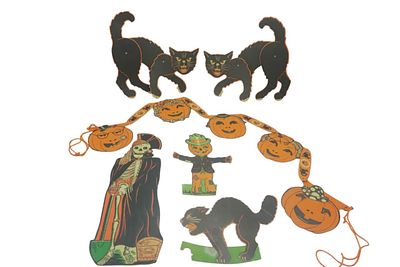 6 VINTAGE HALLOWEEN DECOR BLACK CAT PUMPKIN MORE. 6 Piece Vintage Halloween Decor. Pirate 18". 