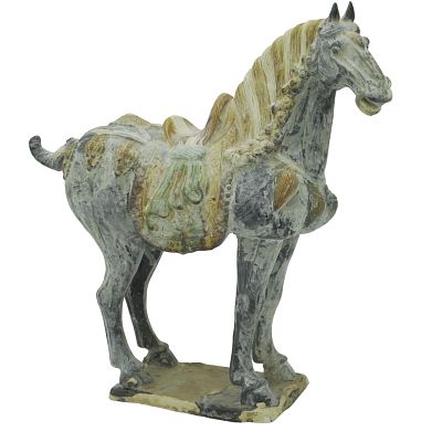 CHINESE TERRACOTTA GLAZED TANG HORSE. Large Chinese Terracotta Glazed Tang Horse. Hairline at 