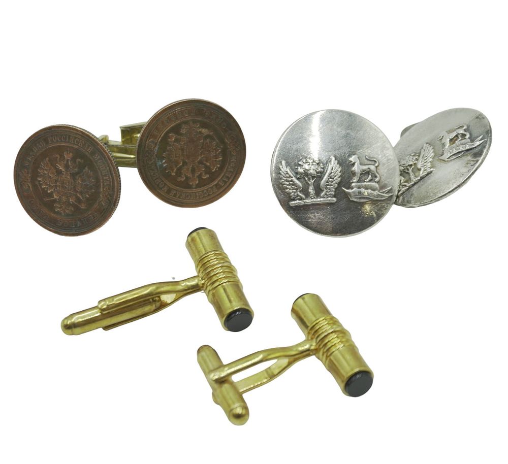 Lot 29: 3 PAIR VINTAGE MENS CUFFLINKS