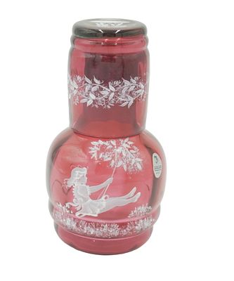 FENTON CRANBERRY MARY GREGORY TUMBLE UP. Fenton Cranberry Mary Gregory Tumble Up Water Set. 