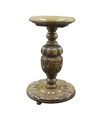 VINTAGE CARVED OAK PEDESTAL / STAND. Vintage Carved Oak Pedestal Display 13.5"x13.5"x21". Weight 