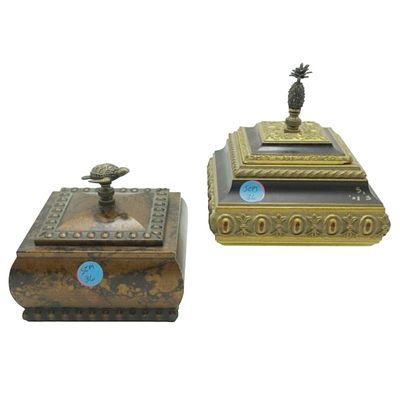 2 GOAT ISLAND TREASURE BOXES. Two Collectible Goat Island Treasure Boxes. 5 1/2"x5" and 5 3/4"x5 