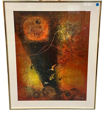 RARE LEBADANG ABSTRACT SIGNED LITHO ARTISTS PROOF. Rare Hoi Lebadang (1922-2015) Signed Abstract 